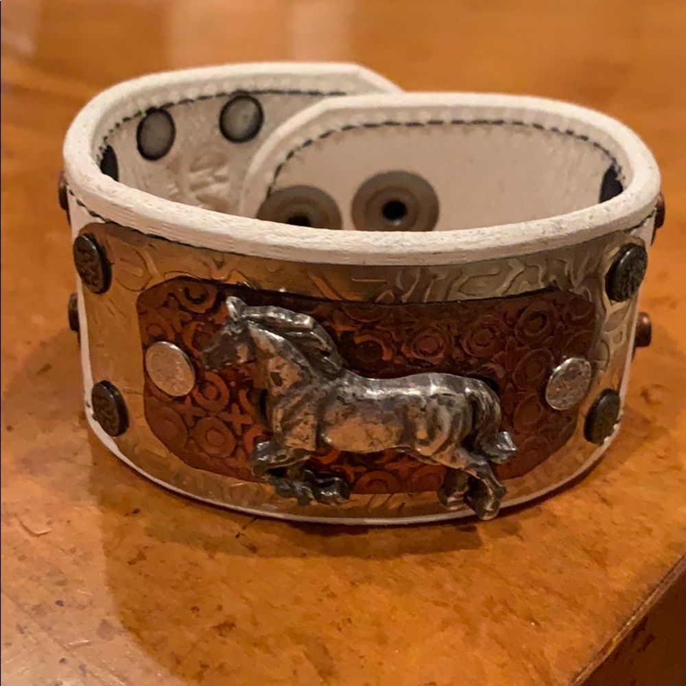 Custom Hand Made White Leather Cuff